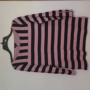 Talbots mauve purple & black stripe top M